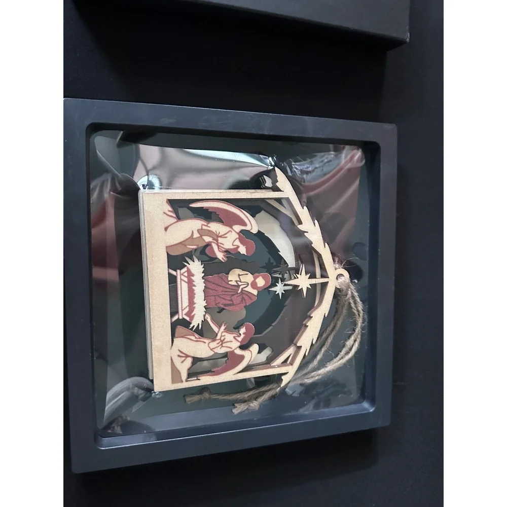 Yelsky Wooden Nativity Scene 3D Layered Christmas‎ Ornament in Shadow Box Frame
